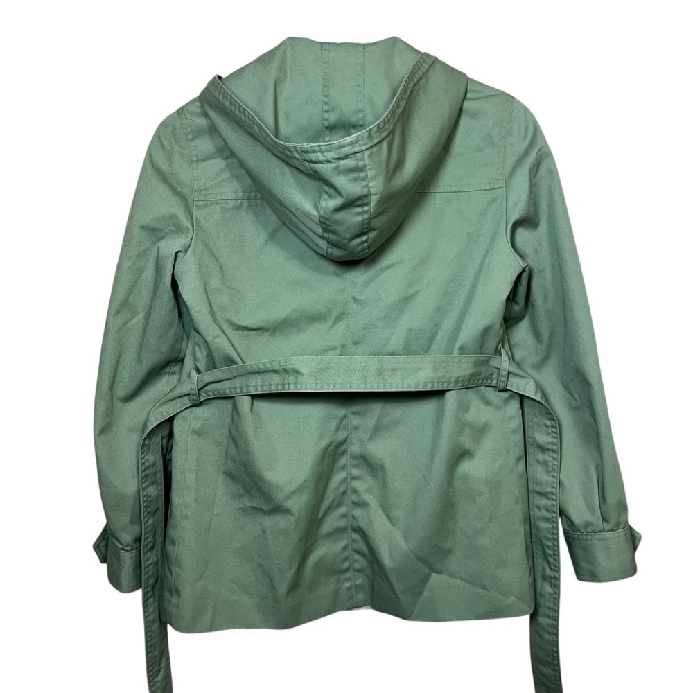 VTG 70s Montgomery Ward Utility Jacket Women Sz Small Green Hood Belt Safari 80s - Picture 3 of 15